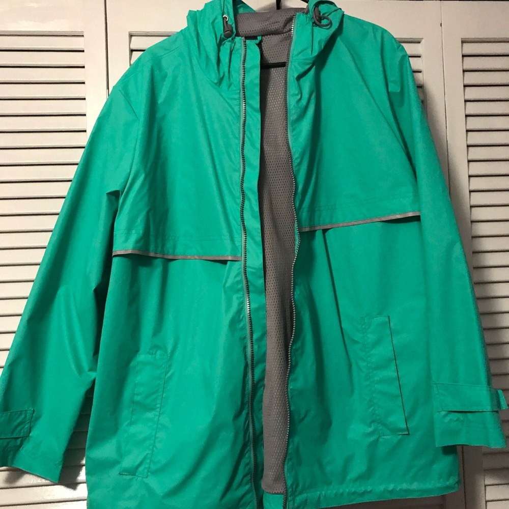 Charles River Apparel teal rain jacket